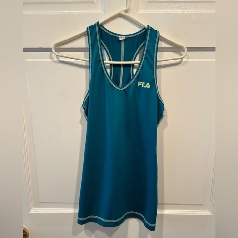 FILA WOMENS GREEN RACERBACK WORKOUT TANK TOP SIZE SMALL